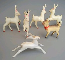 VTG MCM Plastic Kitch Deer Reindeer Miniature Lot Japan Christmas