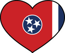 State of Tennessee Flag Heart Sticker Decal USA Tennessee State