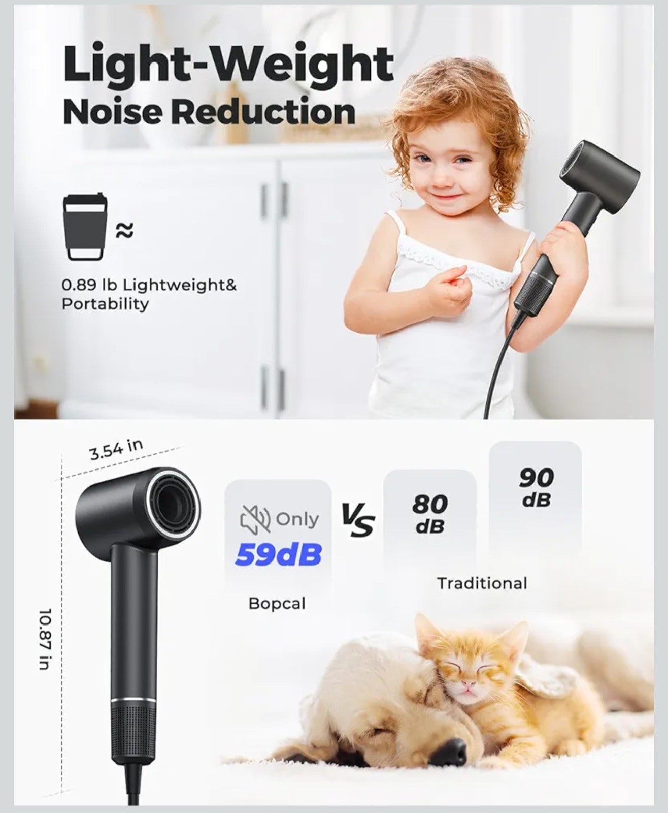 Bopcal Hair Dryer, High-Speed Negative Ionic Blow Dryer for Fast Drying,11000...