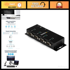 4-Port USB to Serial RS232 Adapter Hub - Wall Mount, DIN Rail, COM Port Retentio