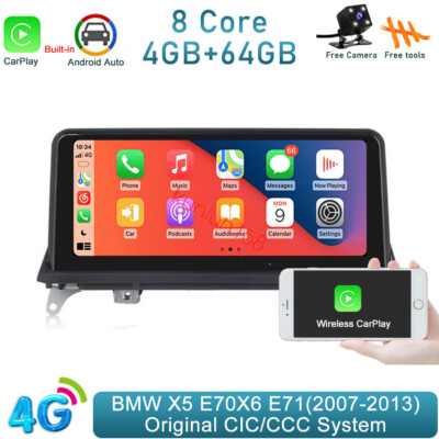 64GB Android Car Stereo Radio GPS Carplay For BMW X5 E70 X6 E71 07-13 CIC CCC