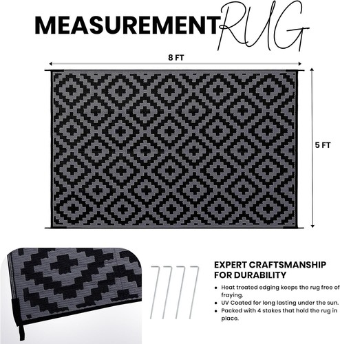 Waterproof Outdoor Rug for Balcony Patio Reversible Plastic Straw Utopia Home - 第 19/48 張圖片