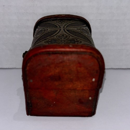Mini coffre à bijoux à verrouillage en bois rouge 3”x2” motif cachemire - Photo 5/10