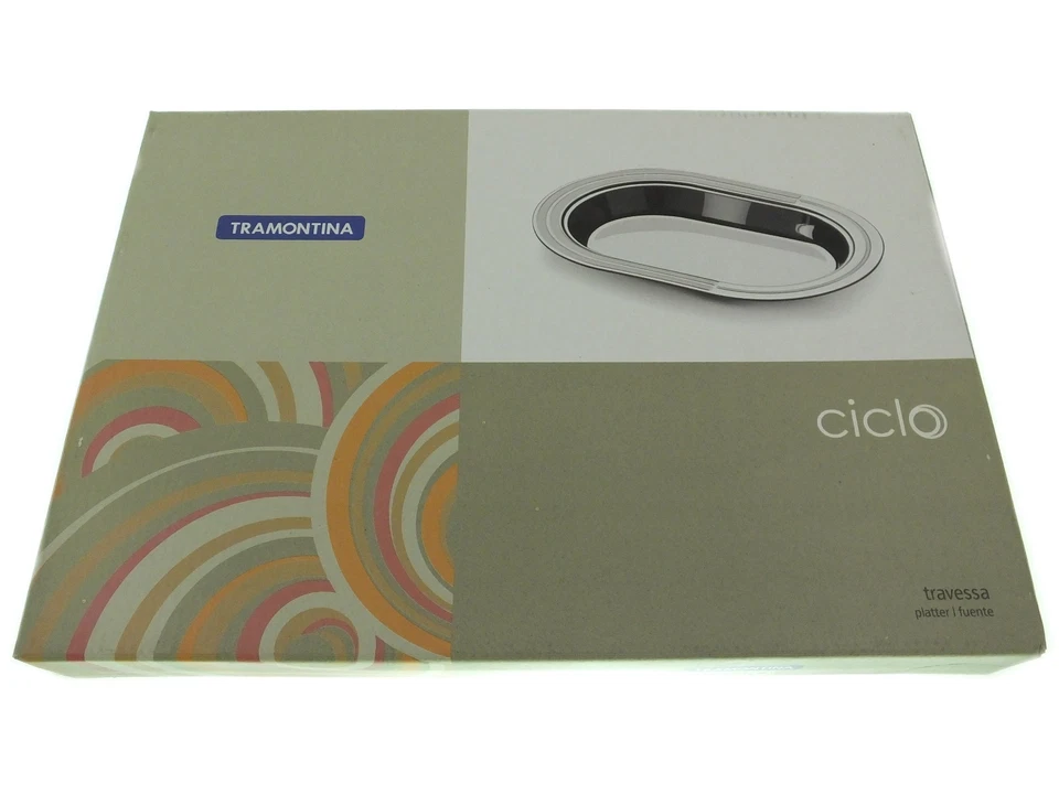 TRAMONTINA ® Oval Tablett Serviertablett 35x24cm Edelstahl 18/10 Ciclo 61510350 - Bild 3 von 4