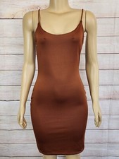 Fashion Nova Women Brown Hadley Double Lined Mini Dress NWT Size L