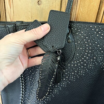 Coach Tatum Studded Tall Tote in Pebbled Leather Black