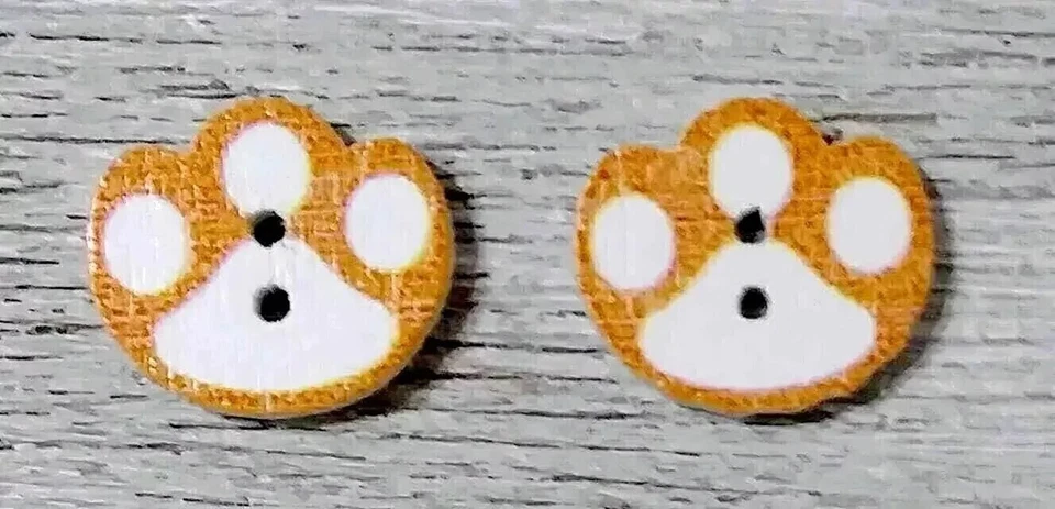 Botones de costura con estampado de patas de madera 2 agujeros 5/8 pulgadas naranja 2 piezas Foto 2 de 2