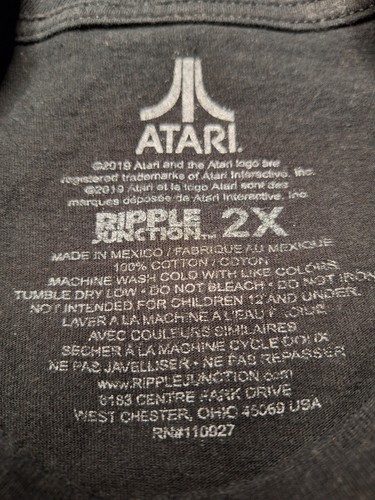 Ripple Junction Atari Retro Console Games Logo Adult 2XLarge Blk Graphic T-Shirt - Picture 6 of 6