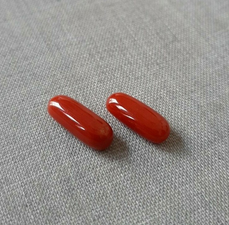 Cabochon De Corail Rouge Naturel Méditerranéen - Italie - 27x6 Mm - 8.40 Carats - Neuf