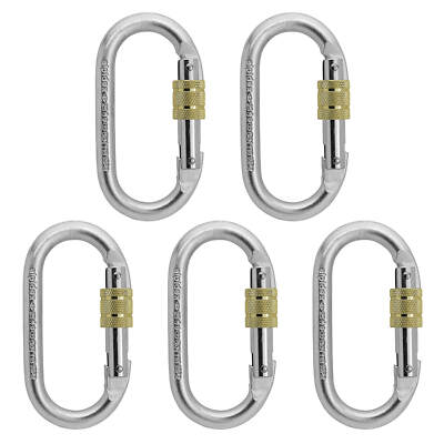 5 x ALPIDEX Karabiner Stahl Schraubkarabiner Stahlkarabiner Norm EN362 / EN12275