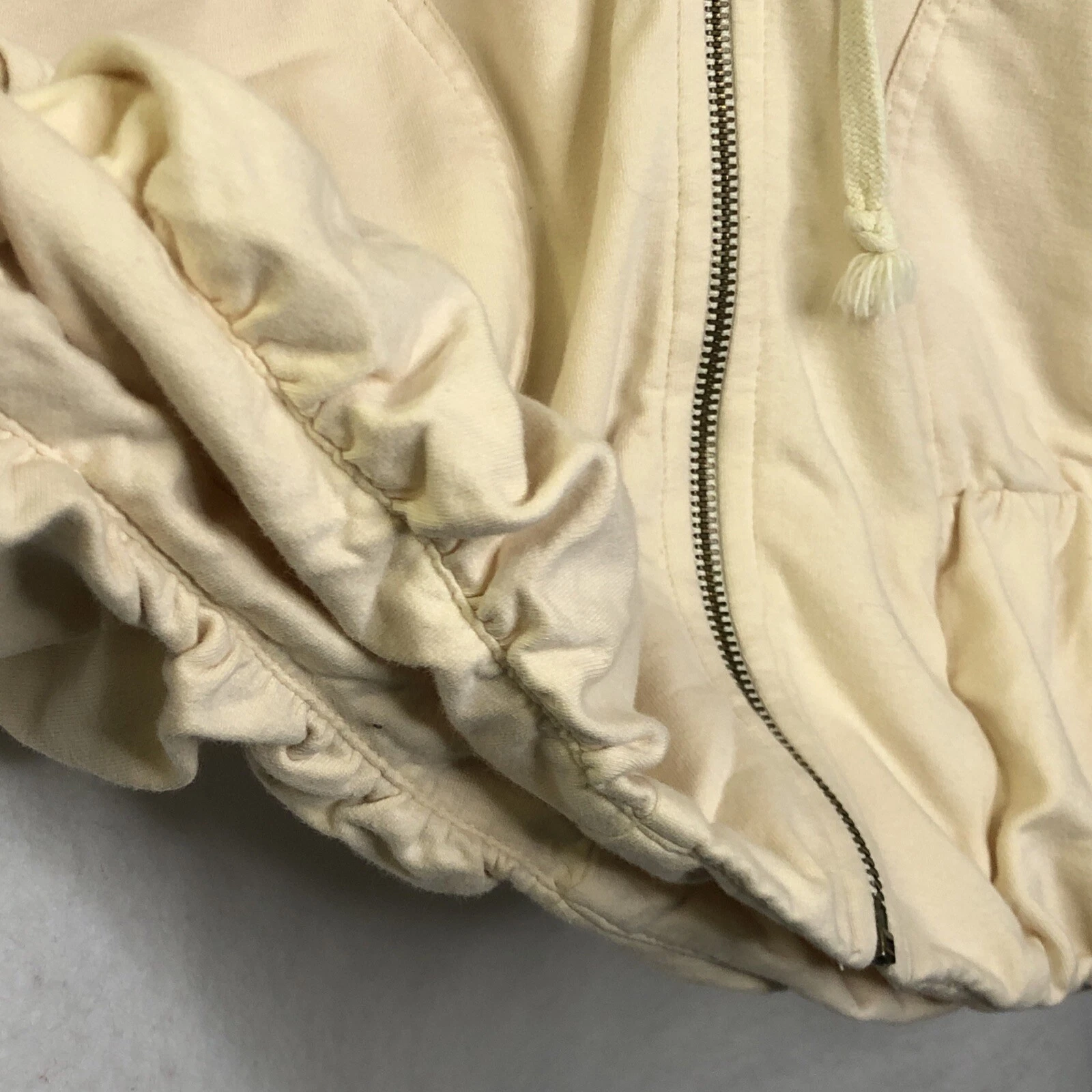 OFF WHITE Felpa con cappuccio Miss Me Collection donna L panna beige tunica senza maniche full zip