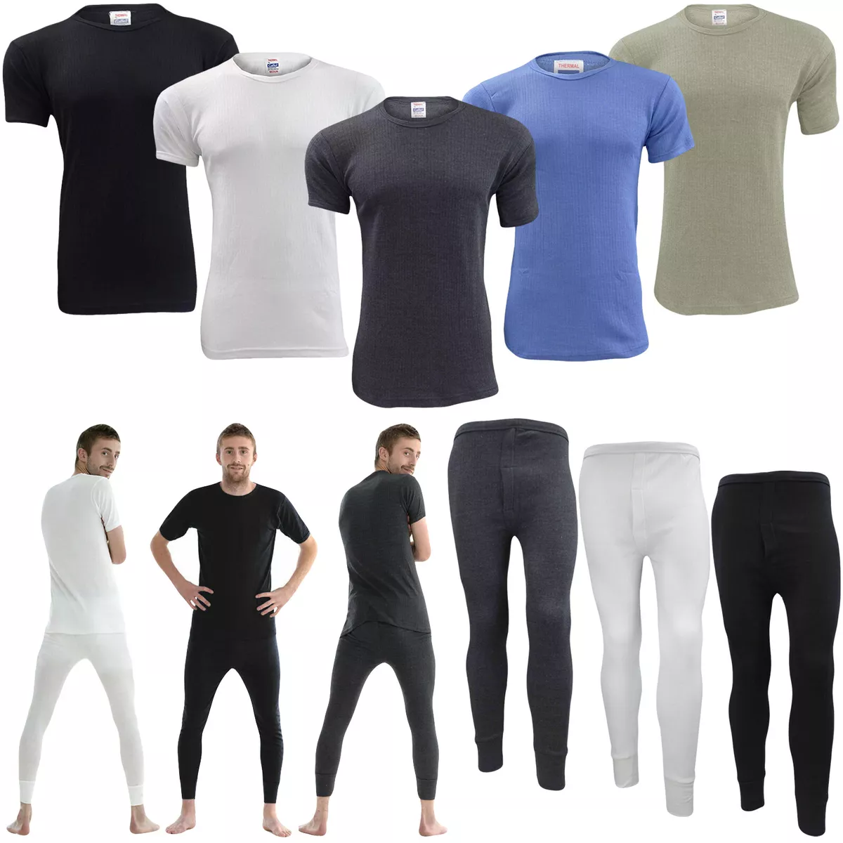 MENS FULL SET THERMAL UNDERWEAR LONG SLEEVE SHIRT VEST TOP & LONG JOHNS  TROUSERS