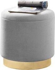 Zylindrischer Samthocker Sitzhocker mit Stauraum rund, Ottoman,Polsterhocker