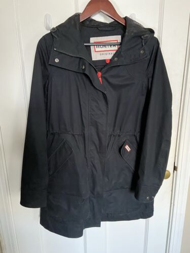 Hunter Original Cotton Hunting Coat Black Size S Rain Jacket Hooded RRP $325