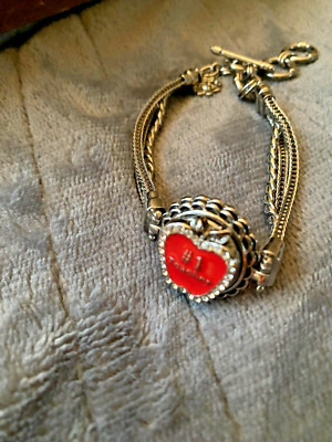 Toggle Bracelet with teacher snap charm silver tone Magnolia &Vine excellent