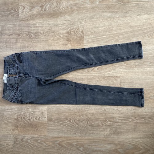 Grey Black Distressed Jeans Stretch Girls Age 13 158cm High Waist Cotton Blend - Picture 5 of 8