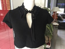 Pull haut MAJE taille 1 soit 36/38 noir col dentelle bon état