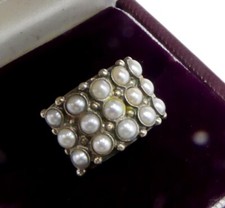 Vintage marked 925 sterling silver  15 natural pearls ring size 6.5