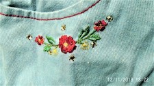 Full Length Button Front Jean Skirt Embroidered With Rhinestones 1970's Vintage