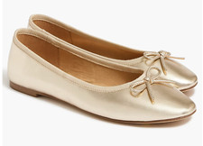 J CREW LADIES ballet flats in gold leather in box- US 9 Worn once