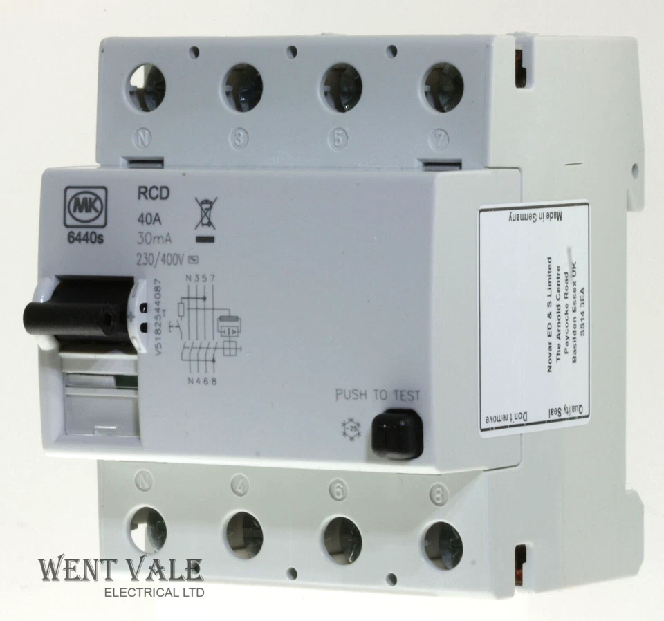 MK ELECTRIC - SENTRY MK Sentry - 6440s - 40a 30mA Four Pole Four Module RCD New in Box