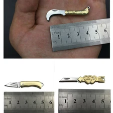 Mini Folding Knife Key Chain Camping Tool Knife Brass Foldable Knife Accessories
