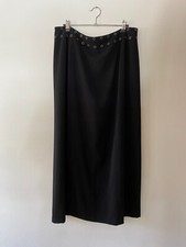VTG 1990s Norton McNaughton Black Grommet Maxi Skirt 14 Minimalist