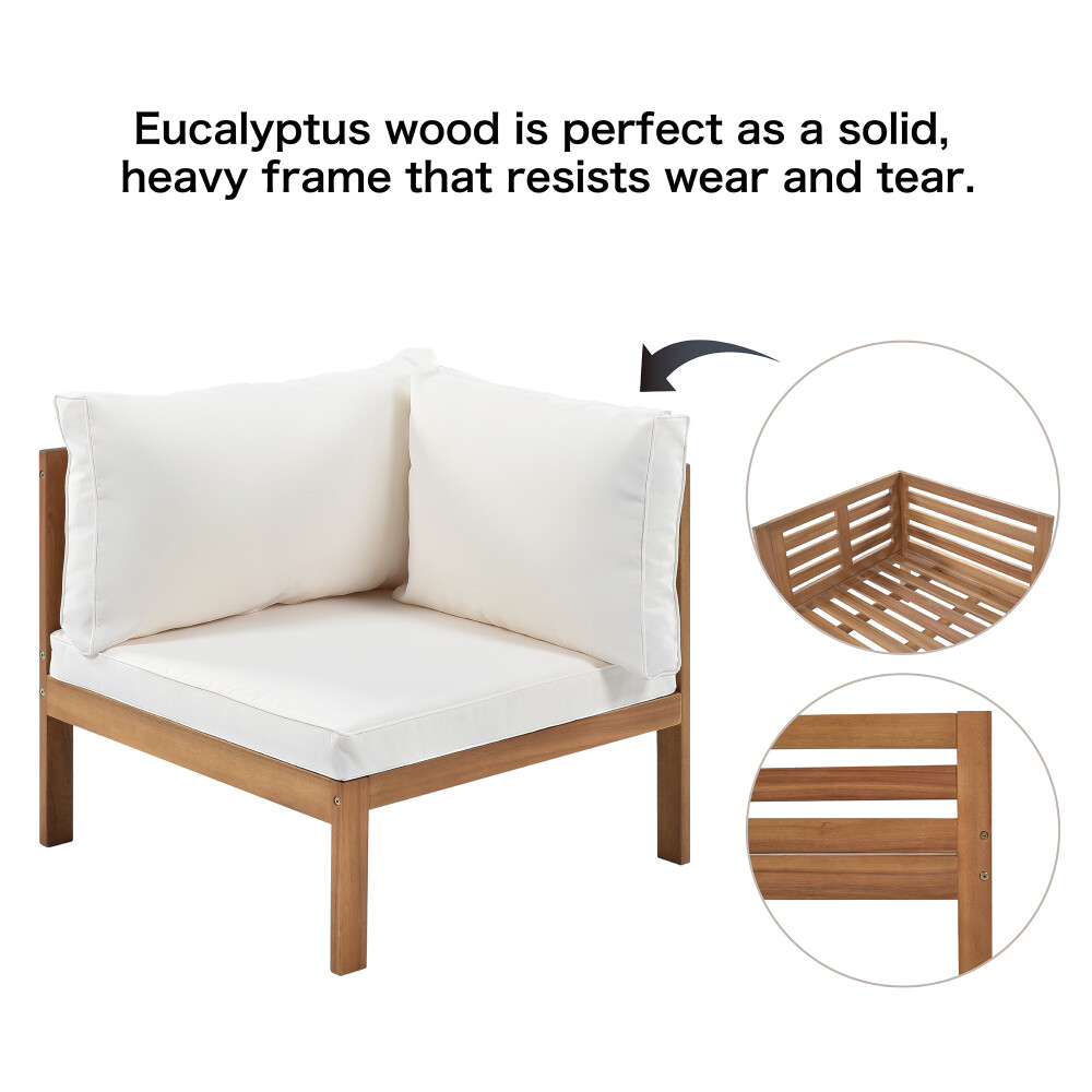 Wood Structure Outdoor Sofa Set with Water-resistant & Strong Metal Accessories