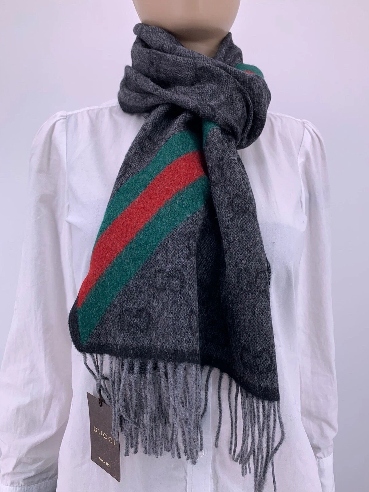 NEUF Luxury Original GUCCI foulard foulard laine 37 x 190 cm   570603  1466