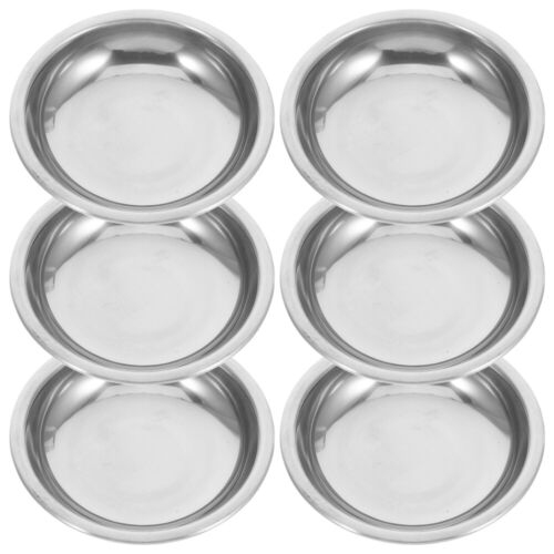 6pcs Stainless Steel Sauce Dishes Mini Saucers Bowl Round Seasoning Dishes