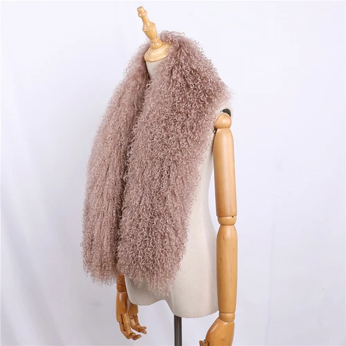Women Real Mongolian Lamb Fur Scarf Shawl Double Side Lamb Neckerchief Wraps - Picture 4 of 28