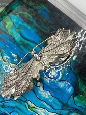 ART DECO STYLE DRAGONFLY HAIR CLIP SILVER WIT OAK LEAF BY MYELEGANTTHINGS