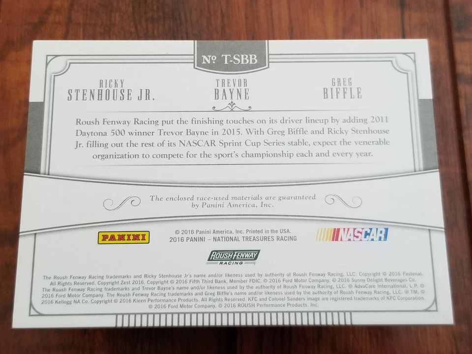 2016 Panini National Treasures Relic Card #2/5 - Stenhouse Jr. - Bayne - Biffle - Image 3 of 4
