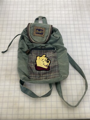 disney winnie the pooh plush face overalls mini backpack Vintage Disney Winnie The Pooh Plush Face Overalls Mini Backpack Green