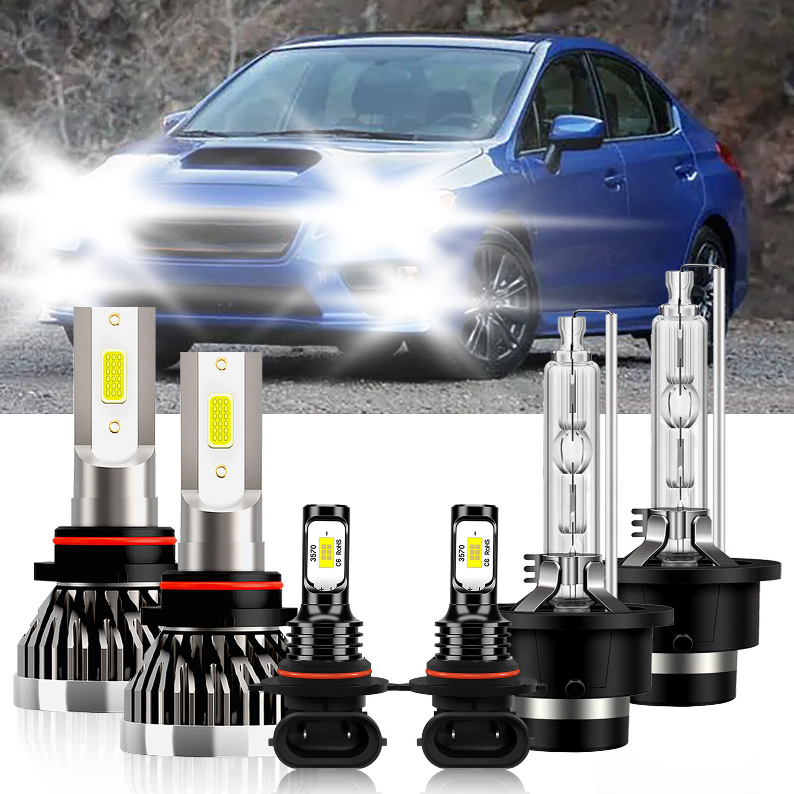 6x LED HID Headlight Bulbs Fog Light Super bright white For Subaru WRX 2012-2014