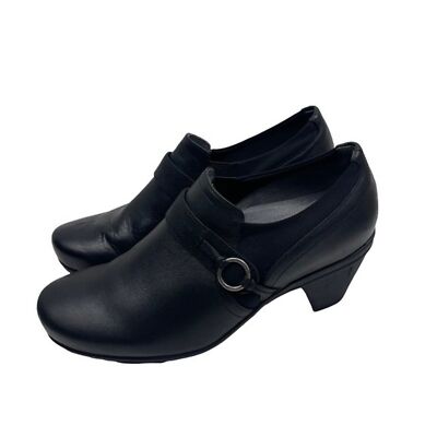 Abeo B.I.O SYSTEM Raine Black Leather Comfortable Mule Clog Heel Shoes 7.5