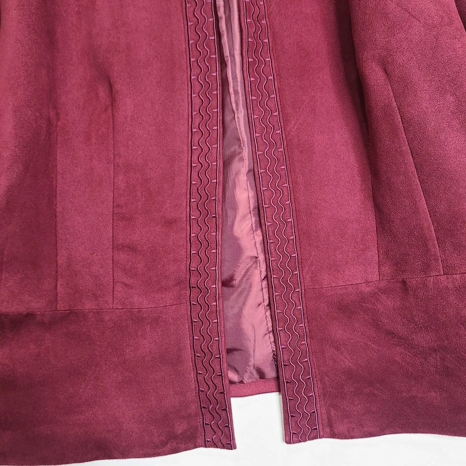 Chaqueta Blazer Dressbarn Rojo Profundo Bordado Terciopelo Abierta Forrada talla 14/16W Foto 4 de 4