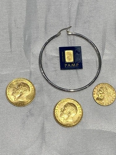 Liberty Head Quarter Eagle Gold Coin  British Sovereign Pamp Scrap Coins Lot