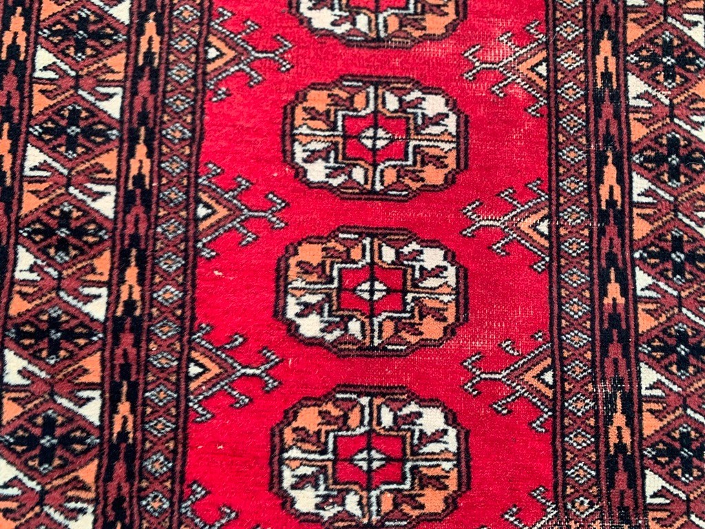 Vintage Afghan Hand-Knotted: Bokhara Wool Area Rug, Traditional Carpet ...