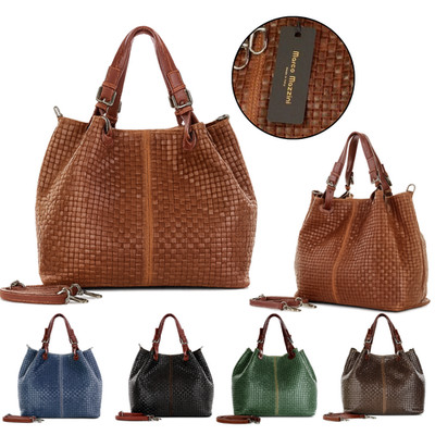 MARCO MAZZINI women's genuine natural leather shoulder bag large 33x29x16.5 cm