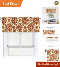 Elegant Boho Valances 54x18in, Rod Pocket Semi Blackout Kitchen Curtains