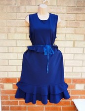 Kaleidoscope blue navy ruffle fishtail bodycon cocktail party midi dress 16 XL