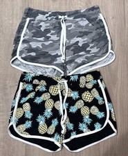 Justice Girls Lot of 2 Dolphin Shorts - Pineapple and Grey Camo - Size 12