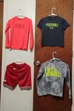 Boys Size Medium Athletic Lot Of 4 Under Armor Hoodies And Top And Adidas Shorts