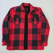 Volcom Pat Moore Shirt Jacket Sherpa Lined Men's M Black & Red Buffalo Plaid