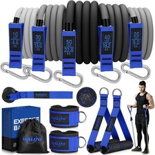 Resistance Bands Set Exercise Bands with Handles Door Anchor Legs Ankle Straps