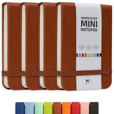 Tiny Notebook 3x4 Small Notepad Pocket Size, A7 Leather Hardcover Mini Notebo...