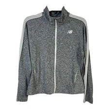 New Balance Jacket M Grey Space Dye Track Sport Moisture Wicking Quick Dry New