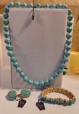 Trifari Crown Costume Jewelry Earrings Bracelet Necklace Marked with Tags On VTG