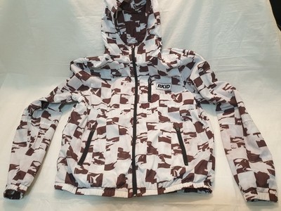 Oasis RKID Liam Gallagher Reversible Check Windbreaker Jacket Brwn/Wht CHARITY